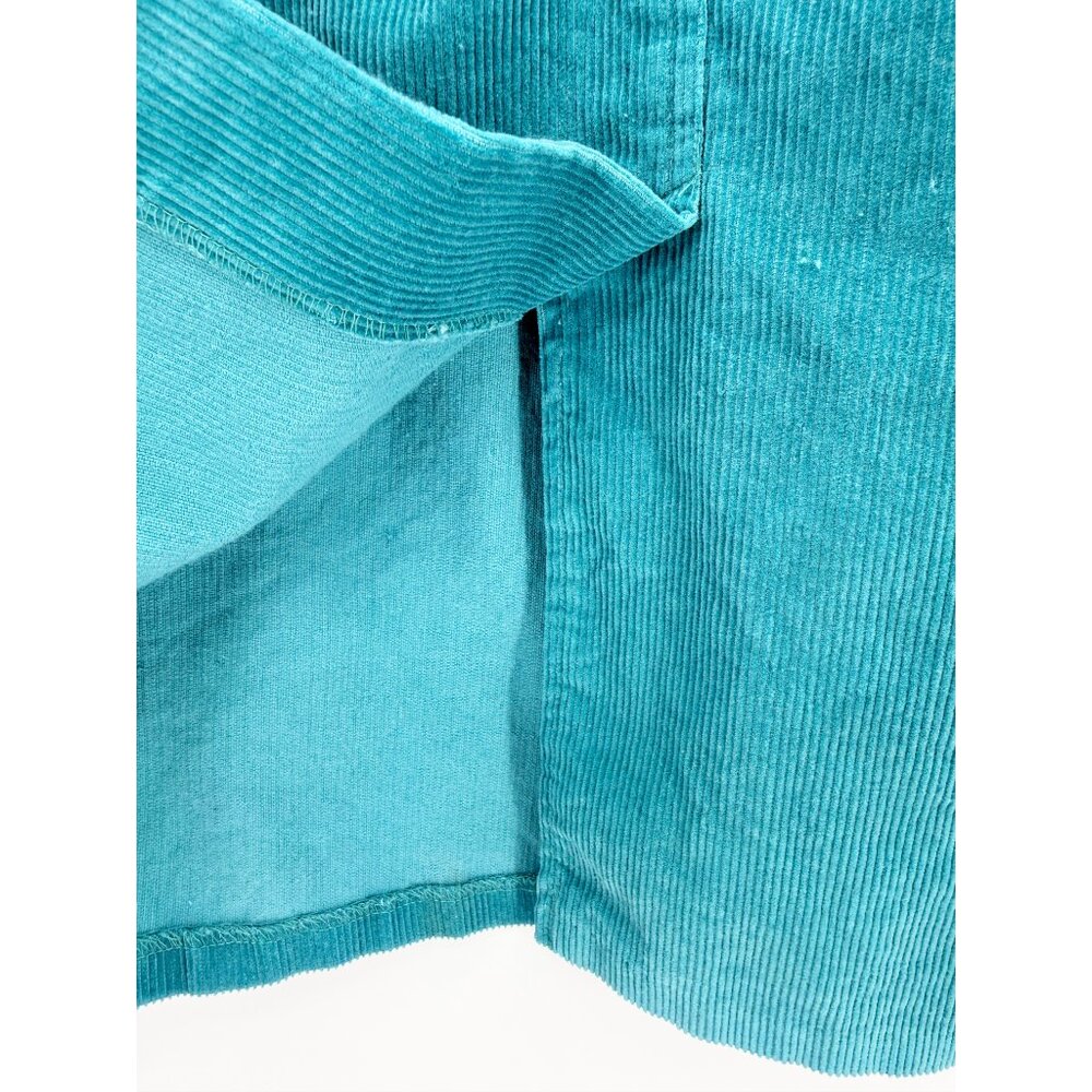 Tomboy LeSport Vtg 80s Retro Midi Corduroy Teal front Slit Pencil Skirt sz 11 - Picture 3 of 10